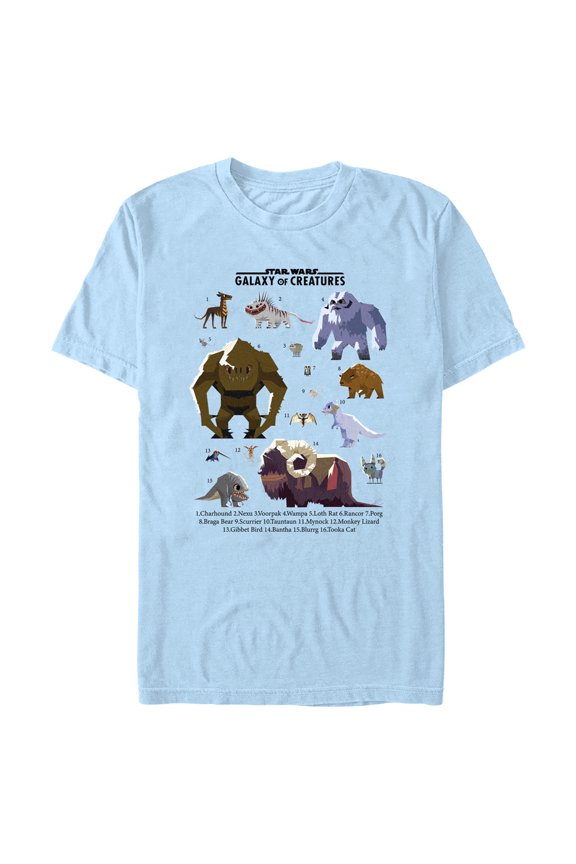 Men's Star Wars: Galaxy of Creatures Wildlife Chart Graphic Tee Light Blue Small