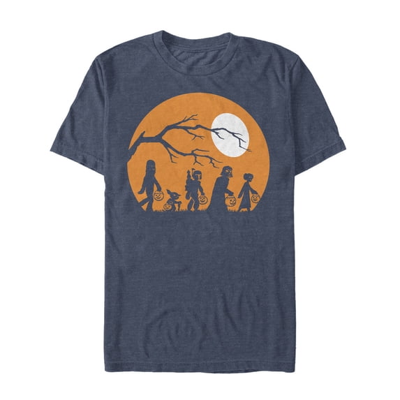 Men's Star Wars Halloween Characters Trick or Treat Graphic Tee Navy Blue Heather 5X Large