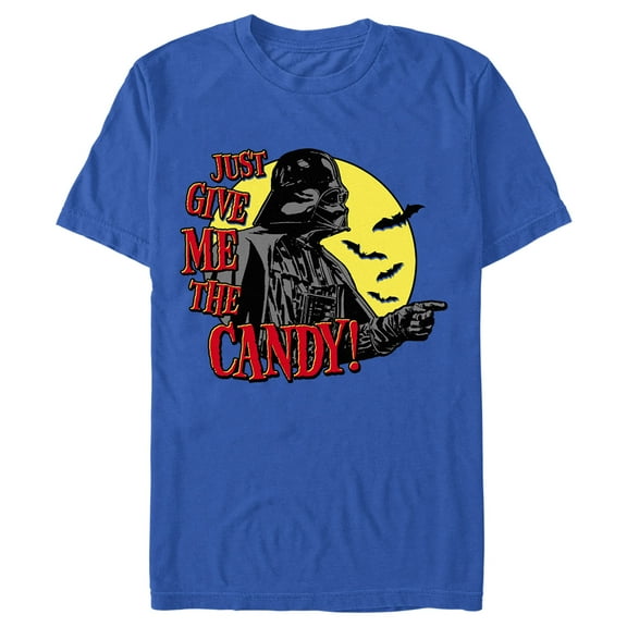 Men's Star Wars Halloween Darth Vader Just Give Me the Candy Graphic Tee Royal Blue Large