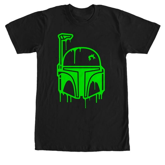 Men's Star Wars Halloween Dripping Boba Fett Helmet  Graphic Tee Black 2X Large