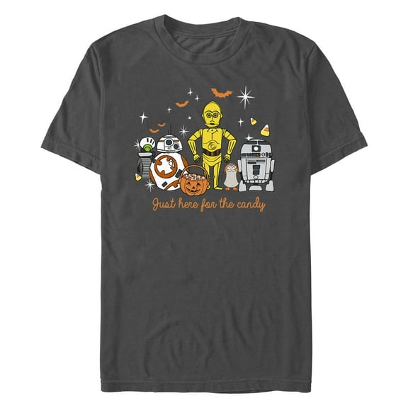 Men's Star Wars Halloween Here for Treat Friends Graphic Tee Charcoal Large