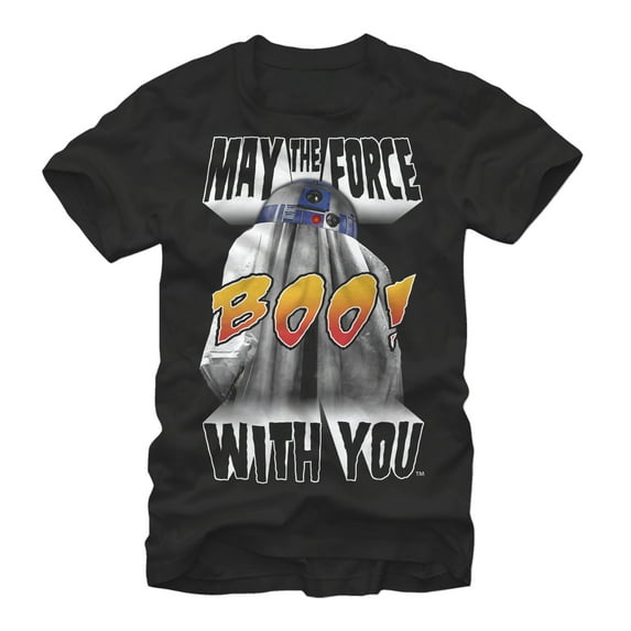 Men's Star Wars Halloween R2-D2 Ghost Boo Graphic Tee Black Large