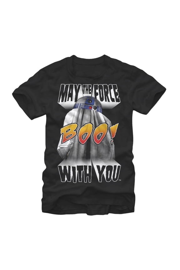 Men's Star Wars Halloween R2-D2 Ghost Boo Graphic Tee Black Small