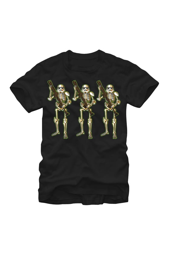 Men's Star Wars Halloween Stormtrooper Skeletons Graphic Tee Black Medium