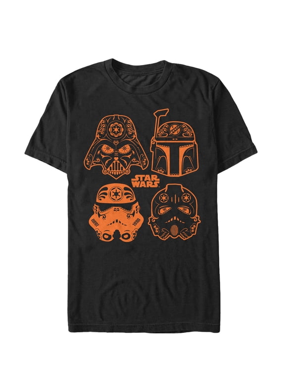Men's Star Wars Halloween Sugar Villains Helmets Graphic Tee Black 2X Large