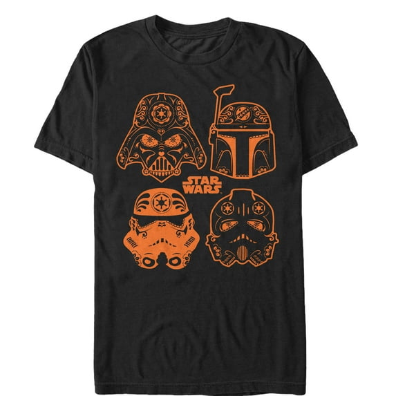 Men's Star Wars Halloween Sugar Villains Helmets Graphic Tee Black X Large