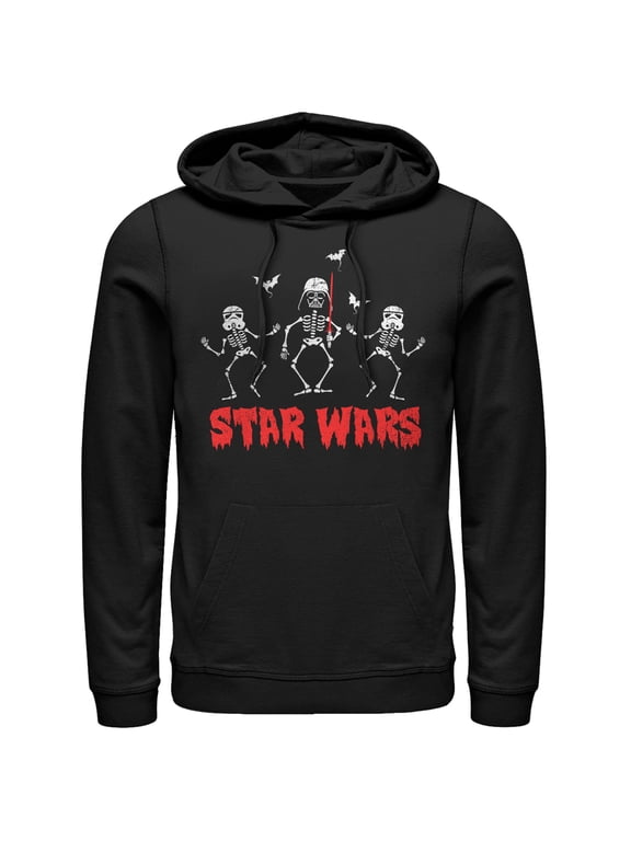 Men's Star Wars Halloween Vader Skeletons Pull Over Hoodie Black 3X Large
