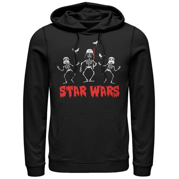 Men's Star Wars Halloween Vader Skeletons Pull Over Hoodie Black Medium