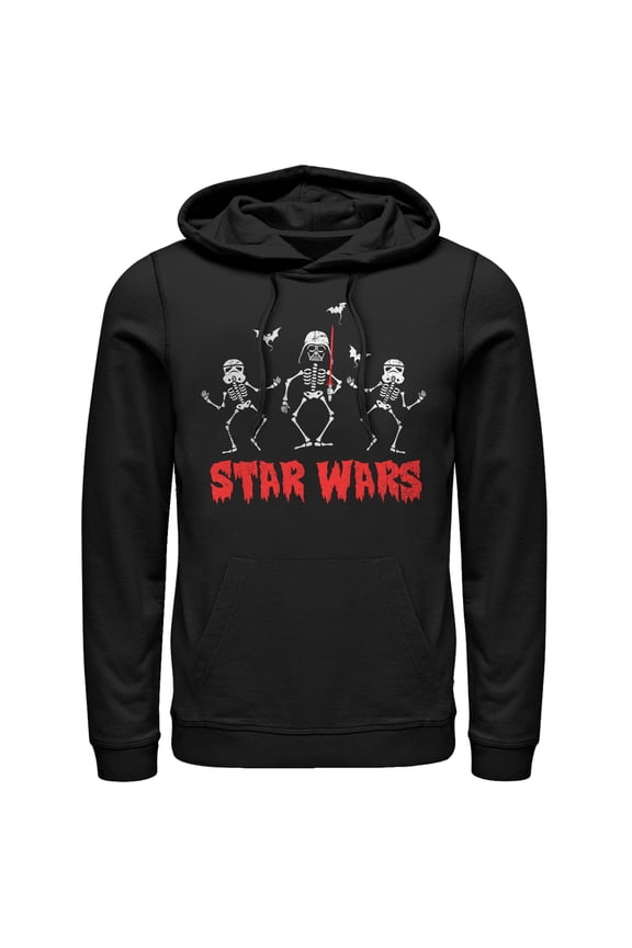 Men's Star Wars Halloween Vader Skeletons Pull Over Hoodie Black Medium