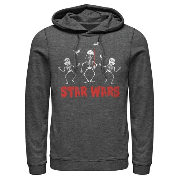 Men's Star Wars Halloween Vader Skeletons Pull Over Hoodie Charcoal Heather Small