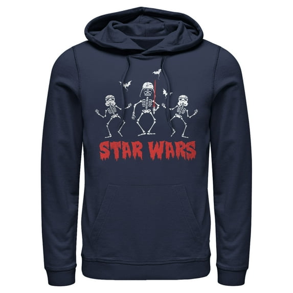 Men's Star Wars Halloween Vader Skeletons Pull Over Hoodie Navy Blue 2X Large