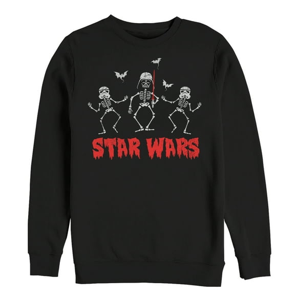 Men's Star Wars Halloween Vader Skeletons Sweatshirt Black 2X Large
