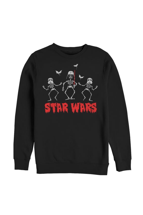 Men's Star Wars Halloween Vader Skeletons Sweatshirt Black Small