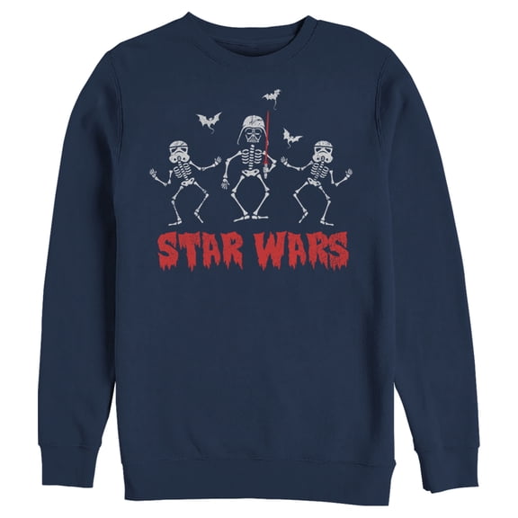 Men's Star Wars Halloween Vader Skeletons  Sweatshirt Navy Blue Small