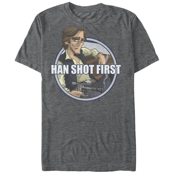 Men's Star Wars Han Shot First Cartoon Graphic Tee Charcoal Heather 3X Large