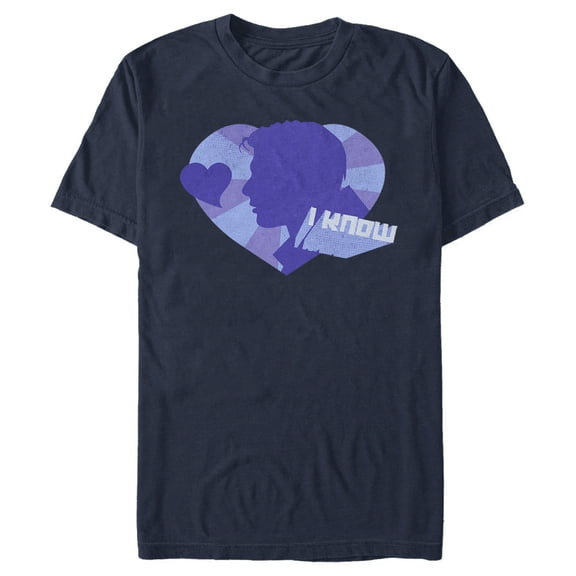 Men's Star Wars Han Solo I Know Heart  Graphic Tee Navy Blue 2X Large