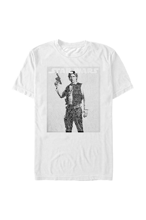 Men's Star Wars Han Solo Intro Script Graphic Tee White 3X Large