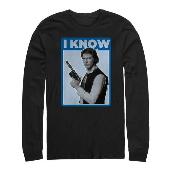 Men's Star Wars Han Solo Quote I Know  Long Sleeve Shirt Black X Large