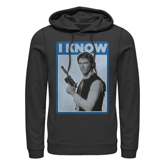 Women's Star Wars Han Solo Quote I Know Pull Over Hoodie Black 2X Large