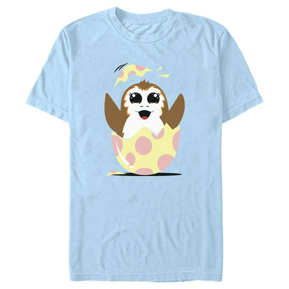 Men's Star Wars Happy Easter Egg Porg Style  Graphic Tee Light Blue X Large
