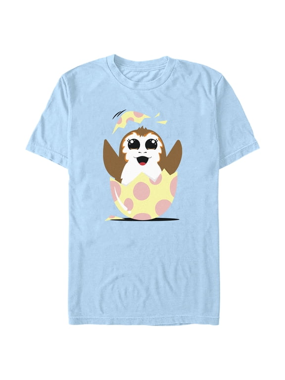 Men's Star Wars Happy Easter Egg Porg Style Graphic Tee Light Blue X Large