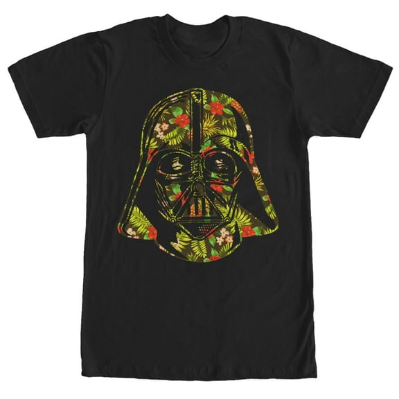 Men's Star Wars Hawaiian Print Darth Vader Helmet  Graphic Tee Black Medium