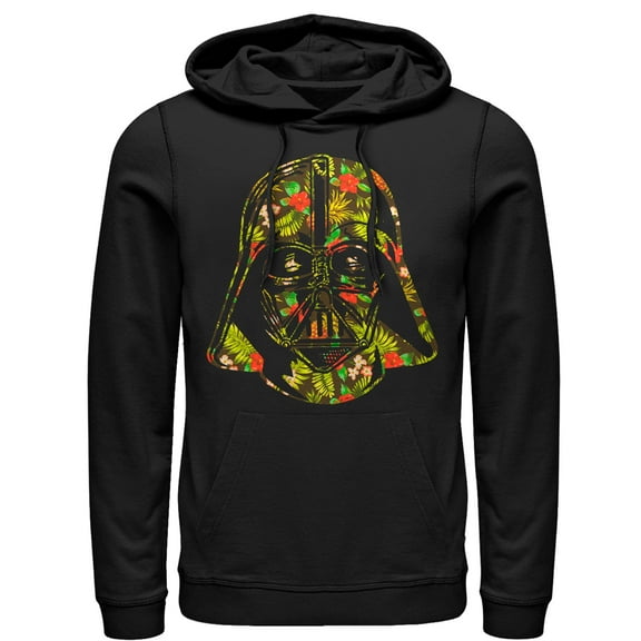 Men's Star Wars Hawaiian Print Darth Vader Helmet Pull Over Hoodie Black Small
