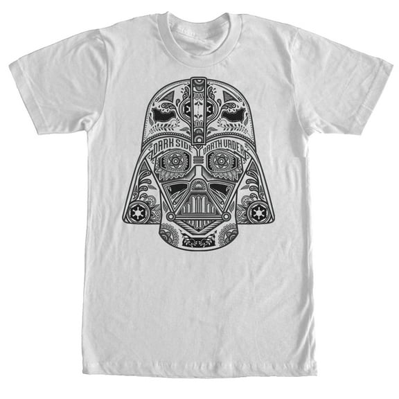 Men's Star Wars Henna Darth Vader Helmet Print  Graphic Tee White Small