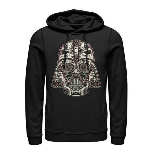 Men's Star Wars Henna Darth Vader Helmet Print Pull Over Hoodie Black 2X Large
