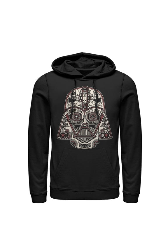 Men's Star Wars Henna Darth Vader Helmet Print Pull Over Hoodie Black 2X Large