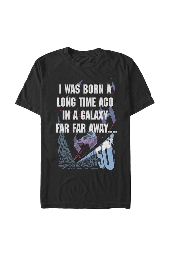 Men's Star Wars I Was Born A Time Ago 50th Birthday Portrait Graphic Tee Black 2X Large