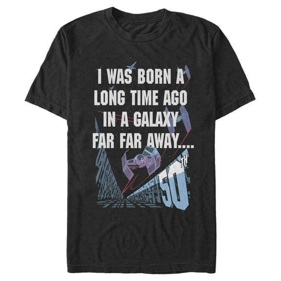Men's Star Wars I Was Born A Time Ago 50th Birthday Portrait  Graphic Tee Black Medium