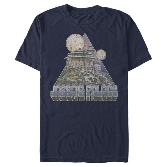 Men's Star Wars Jabba's Palace Weathered Collage Graphic Tee Navy Blue 3X Large