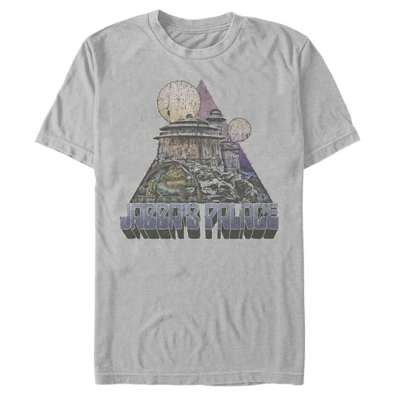 Men's Star Wars Jabba's Palace Weathered Collage Graphic Tee Silver Small