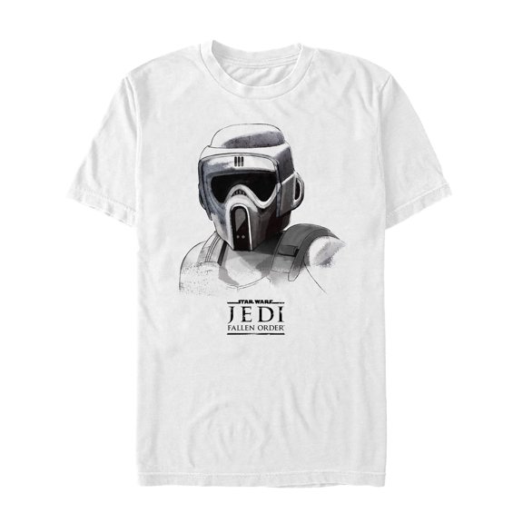 Men's Star Wars Jedi: Fallen Order Grayscale Scout Trooper Graphic Tee White 2X Large