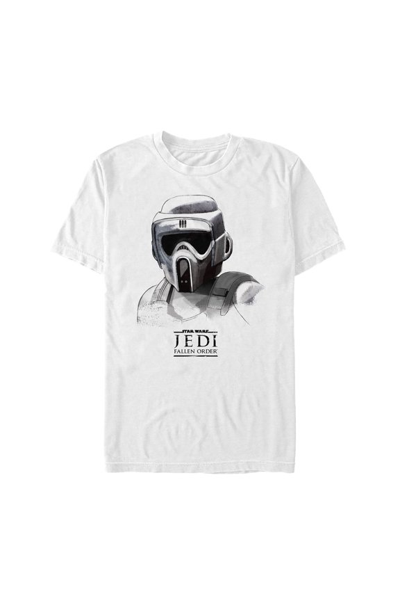 Men's Star Wars Jedi: Fallen Order Grayscale Scout Trooper Graphic Tee White Small