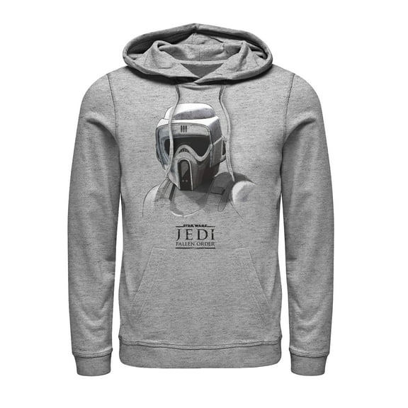 Men's Star Wars Jedi: Fallen Order Grayscale Scout Trooper  Pull Over Hoodie Athletic Heather Small