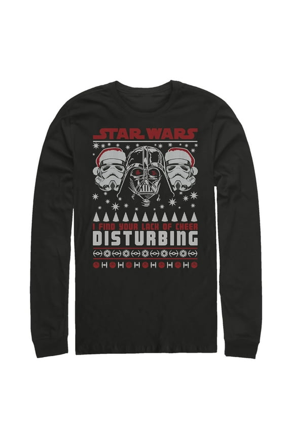 Men's Star Wars Lack of Cheer Ugly Christmas Sweater  Long Sleeve Shirt Black X Large