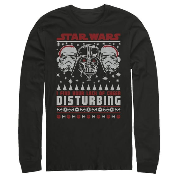 Men's Star Wars Lack of Cheer Ugly Christmas Sweater Long Sleeve Shirt Black X Large