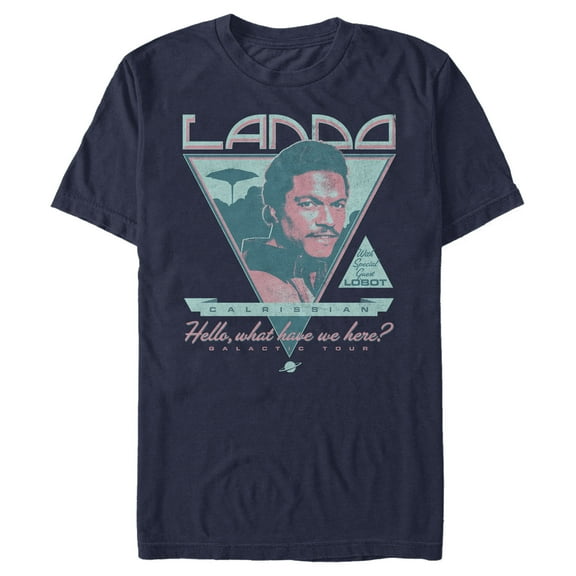 Men's Star Wars Lando Retro Promo Poster  Graphic Tee Navy Blue Large