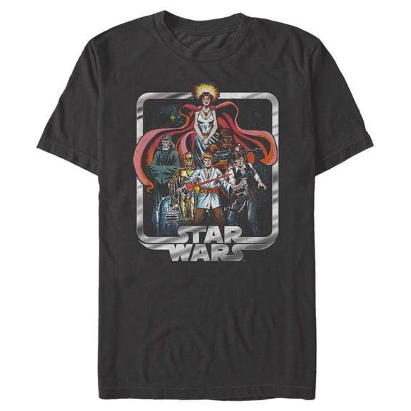 Men's Star Wars Leia Luke and Friends  Graphic Tee Black 3X Large