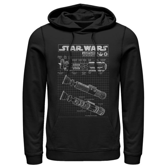 Men's Star Wars Lightsaber Diagram  Pull Over Hoodie Black Large