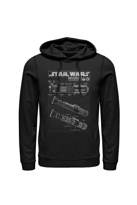 Men's Star Wars Lightsaber Diagram Pull Over Hoodie Black Large