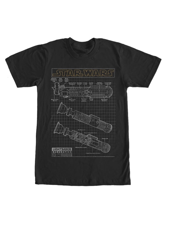Men's Star Wars Saber Schematics T-shirt Large Black