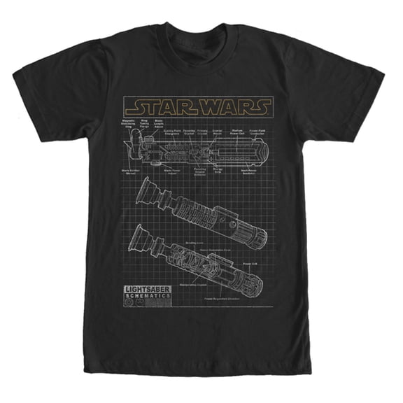 Men's Star Wars Saber Schematics T-shirt X-Large Black