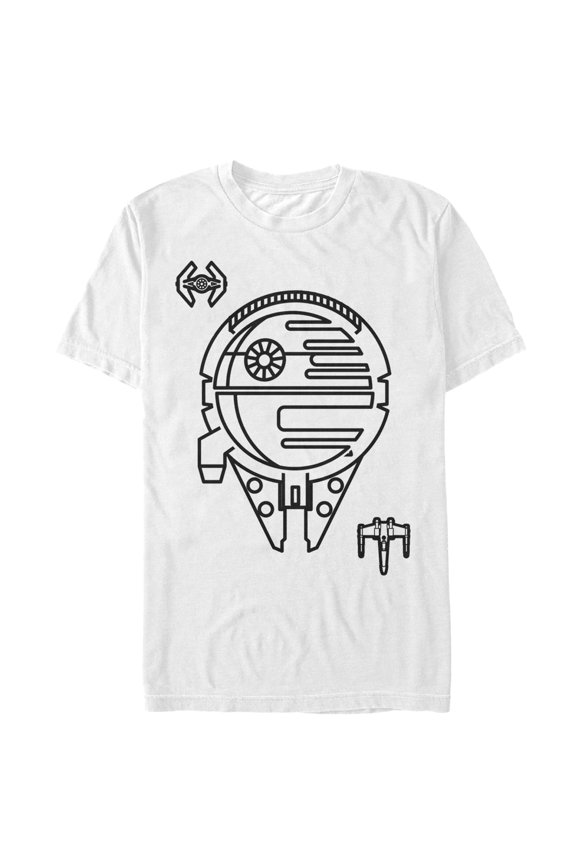 Men's Star Wars Line Art Spaceships Graphic Tee White 3X Large