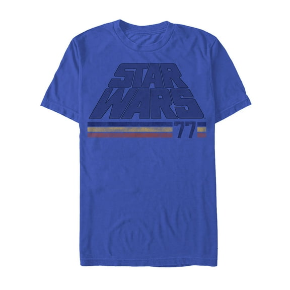 Men's Star Wars Logo Streaked 77  Graphic Tee Royal Blue Large