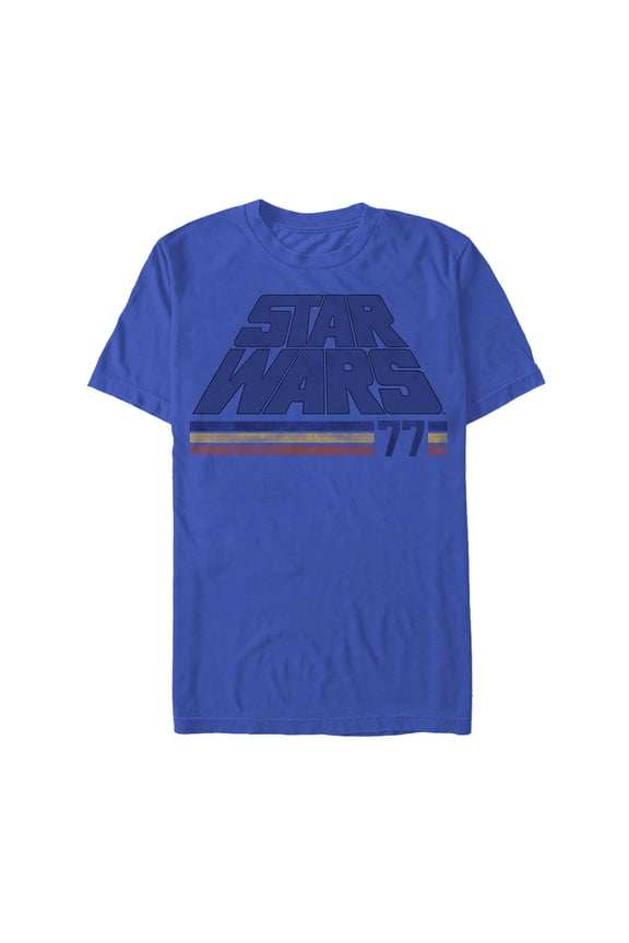 Men's Star Wars Logo Streaked 77 Graphic Tee Royal Blue Small