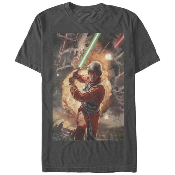 Men's Star Wars Luke Skywalker Ready Graphic Tee Charcoal Small