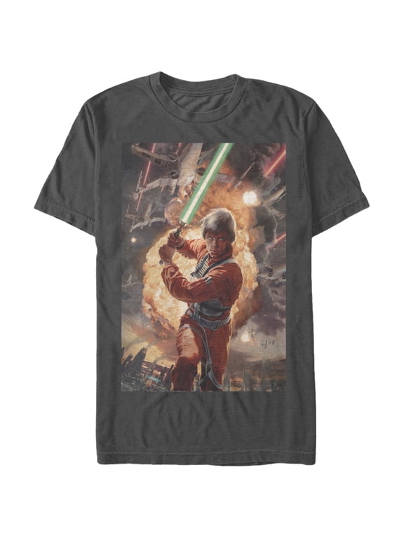 Men's Star Wars Luke Skywalker Ready Graphic Tee Charcoal Small